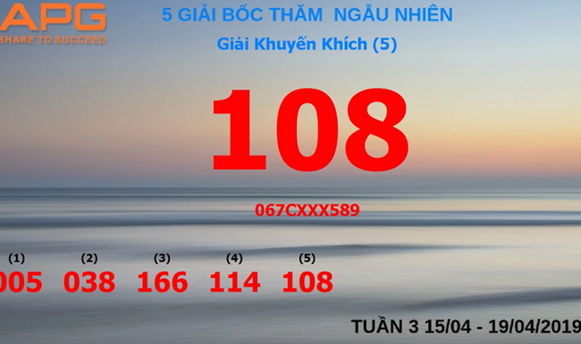 APG: Tổ chức buổi lễ quay thưởng tuần 03 (15/04 - 19/04) chương trình “QUYỀN LỢI VÀNG”