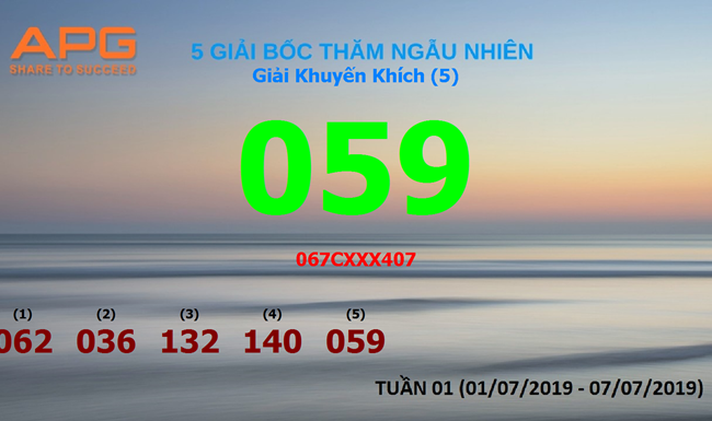 APG: Tổ chức quay thưởng tuần 01 (01/07 - 07/07) chương trình “QUYỀN LỢI VÀNG”